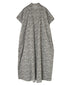 NSL26073 80s VOILE TWO TONE FLOWER PRINT BANDED COLLAR FRENCH/SL PINTUCK DRESS