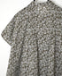 NSL26073 80s VOILE TWO TONE FLOWER PRINT BANDED COLLAR FRENCH/SL PINTUCK DRESS