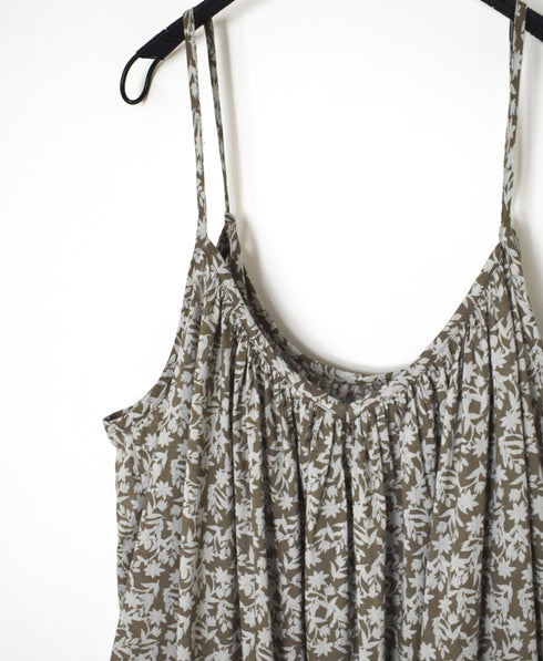NSL26074 80s VOILE TWO TONE FLOWER PRINT TWO WAY CAMISOLE DRESS