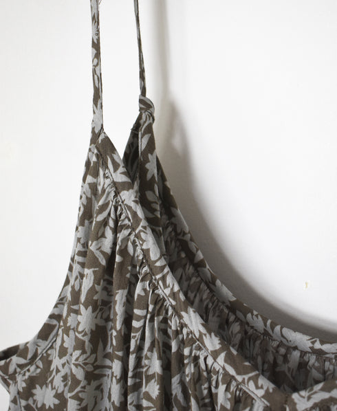 NSL26074 80s VOILE TWO TONE FLOWER PRINT TWO WAY CAMISOLE DRESS