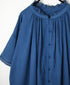 80s COTTON VOILE LACE LACE&LOOP BUTTON GATHERED SMOCK