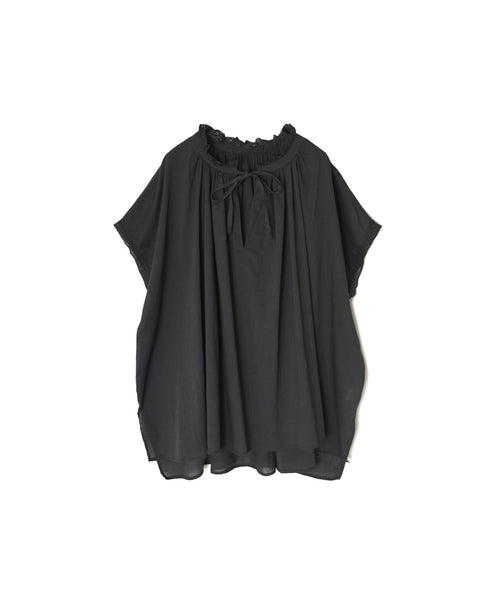 NSL26092 80s COTTON VOILE LACE LACE&STRING COLLAR GATHERED SHIRT