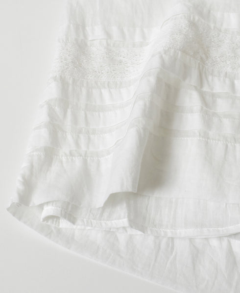 NSL26093 80s COTTON VOILE LACE GATHERED SKIRT