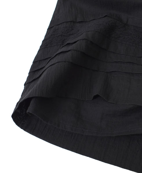 NSL26093 80s COTTON VOILE LACE GATHERED SKIRT