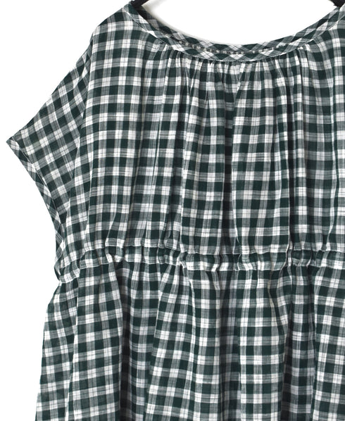 NSL26102 FANCY GINGHAM CHECK GATHERED PATCH WORK SMOCK
