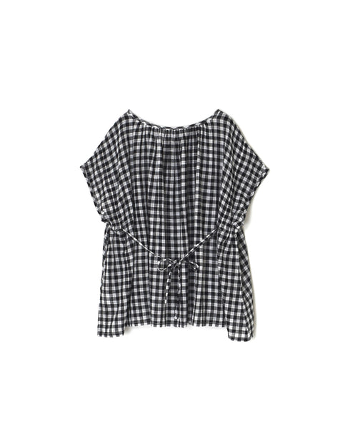 NSL26102 FANCY GINGHAM CHECK GATHERED PATCH WORK SMOCK