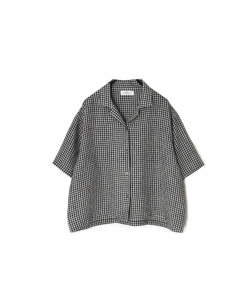 INSL26311 60s LINEN GINGHAM CHECK OPEN COLLAR SHIRTS