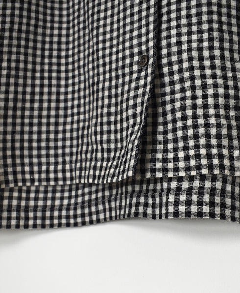 INSL26311 60s LINEN GINGHAM CHECK OPEN COLLAR SHIRTS