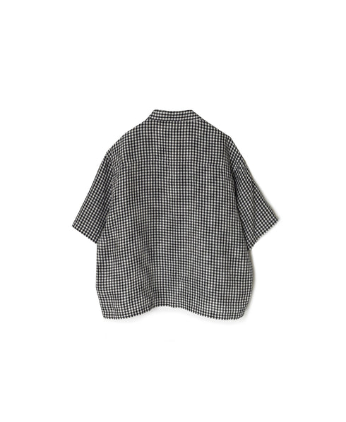 INSL26311 60s LINEN GINGHAM CHECK OPEN COLLAR SHIRTS