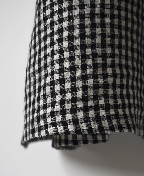 INSL26313 60s LINEN GINGHAM CHECK REGULAR COLLAR S/SL DRESS