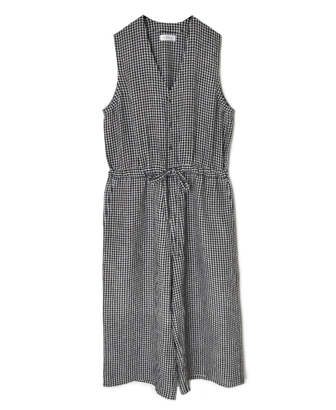 INSL26314 60s LINEN GINGHAM CHECK NO/SL OVERALLS