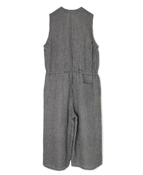 INSL26314 60s LINEN GINGHAM CHECK NO/SL OVERALLS