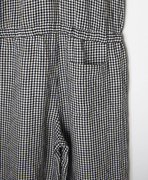 INSL26314 60s LINEN GINGHAM CHECK NO/SL OVERALLS