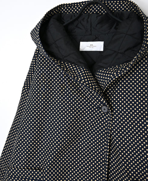 NSL26531 40s COTTON POPLIN DOT PRINT QUILTED LINING HOODED JACKET
