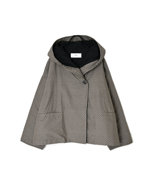 NSL26531 40s COTTON POPLIN DOT PRINT QUILTED LINING HOODED JACKET