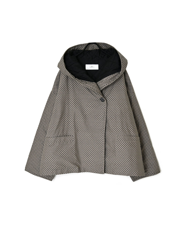 NSL26531 40s COTTON POPLIN DOT PRINT QUILTED LINING HOODED JACKET
