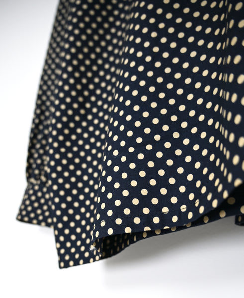 NSL26532 40s COTTON POPLIN DOT PRINT BANDED COLLAR SHIRT WITH GATHER
