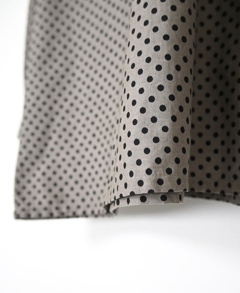 NSL26532 40s COTTON POPLIN DOT PRINT BANDED COLLAR SHIRT WITH GATHER