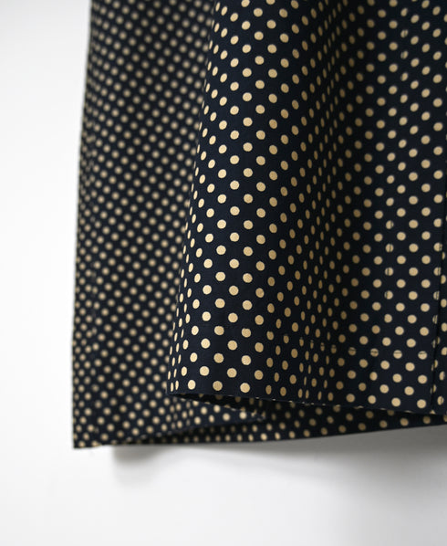NSL26533 40s COTTON POPLIN DOT PRINT BANDED COLLAR BACK SIDE GATHERED DRESS