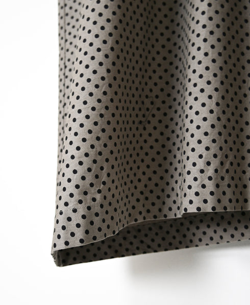 NSL26533 40s COTTON POPLIN DOT PRINT BANDED COLLAR BACK SIDE GATHERED DRESS