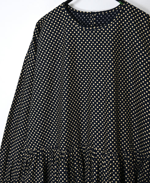NSL26534 40s COTTON POPLIN DOT PRINT CREW NECK PULLOVER DRESS