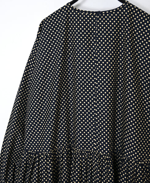 NSL26534 40s COTTON POPLIN DOT PRINT CREW NECK PULLOVER DRESS