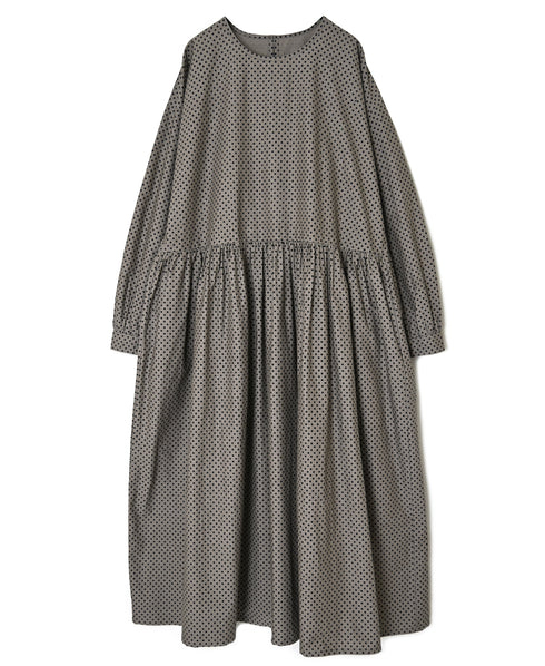 NSL26534 40s COTTON POPLIN DOT PRINT CREW NECK PULLOVER DRESS