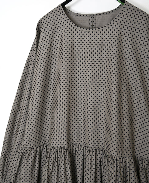 NSL26534 40s COTTON POPLIN DOT PRINT CREW NECK PULLOVER DRESS