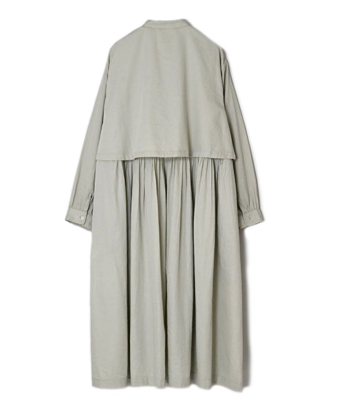 NSL26562 COTTON SATIN PLAIN BANDED COLLAR LAYERED DRESS