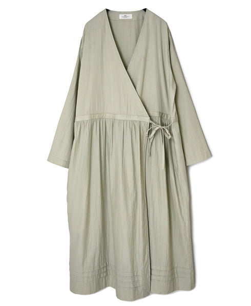 NSL26563 COTTON SATIN PLAIN CACHE COEUR DRESS WITH PLEATS