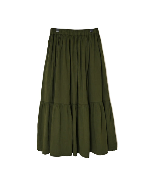NSL26564 COTTON SATIN PLAIN TIERED GATHER SKIRT