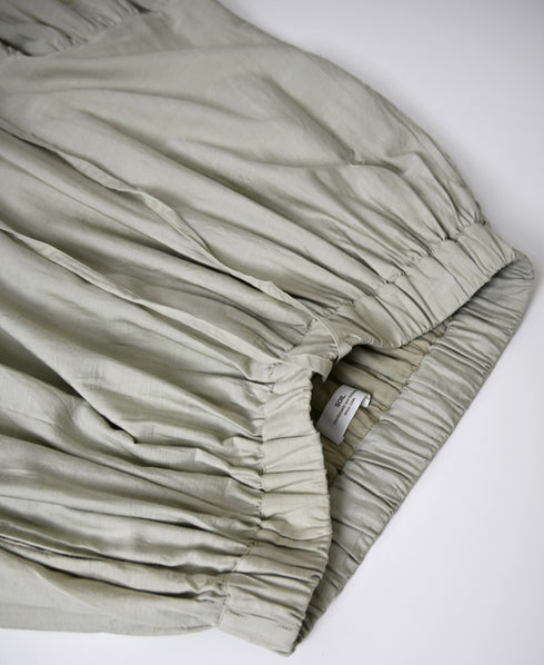 NSL26564 COTTON SATIN PLAIN TIERED GATHER SKIRT