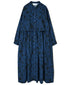 NSL26573 COTTON SATIN FLOWER PRINT BAND COLLAR LAYERED DRESS