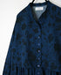 NSL26573 COTTON SATIN FLOWER PRINT BAND COLLAR LAYERED DRESS