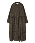 NSL26573 COTTON SATIN FLOWER PRINT BAND COLLAR LAYERED DRESS