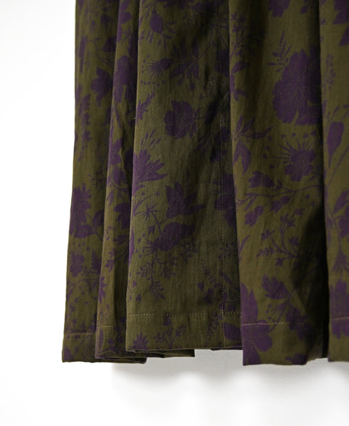 NSL26573 COTTON SATIN FLOWER PRINT BAND COLLAR LAYERED DRESS