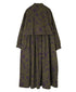 NSL26573 COTTON SATIN FLOWER PRINT BAND COLLAR LAYERED DRESS