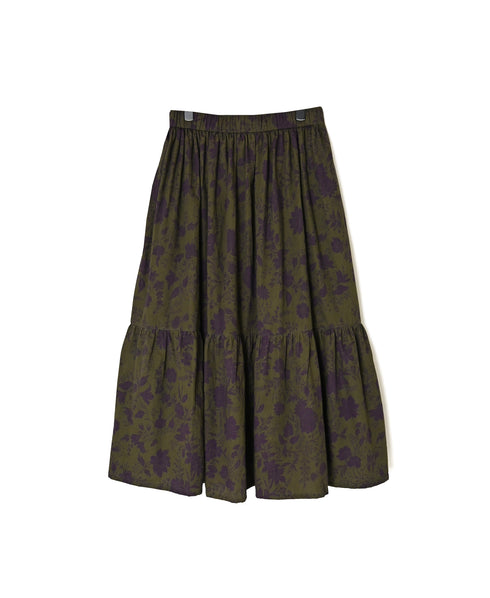 NSL26575 COTTON SATIN FLOWER PRINT TIERED GATHERED SKIRT