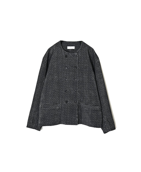 NSL26581 MINI CORDUROY CROSSHATCH PRINT NO COLLAR DOUBLE JACKET