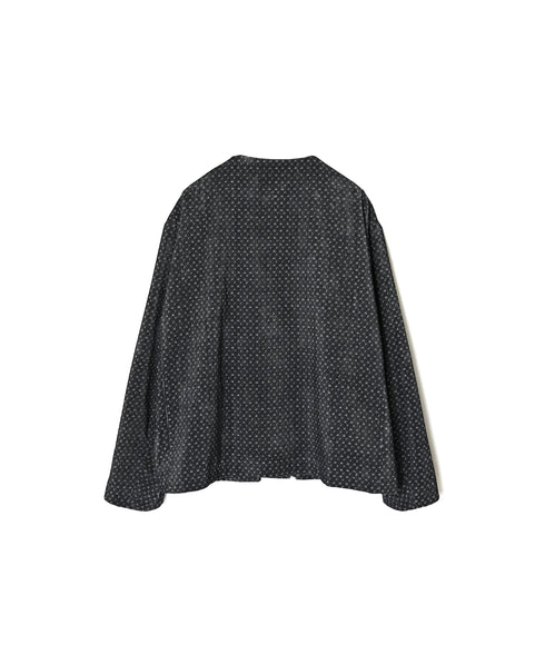 NSL26581 MINI CORDUROY CROSSHATCH PRINT NO COLLAR DOUBLE JACKET