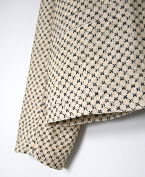 NSL26581 MINI CORDUROY CROSSHATCH PRINT NO COLLAR DOUBLE JACKET