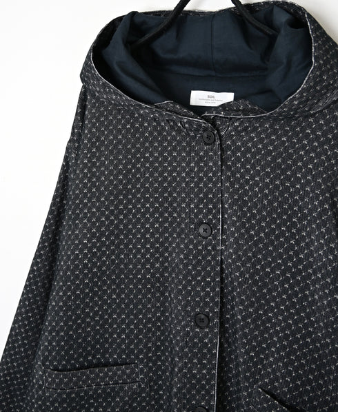 NSL26582 MINI CORDUROY CROSSHATCH PRINT HOODED BLOUSON