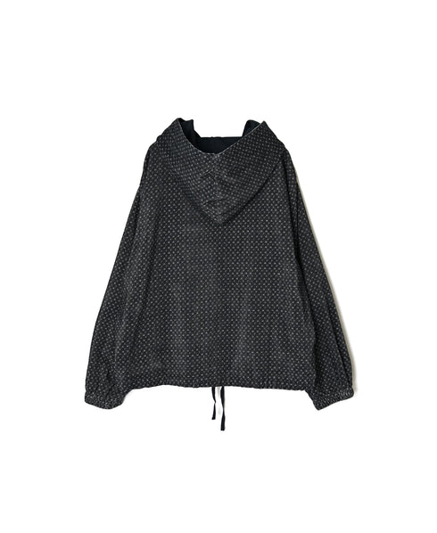 NSL26582 MINI CORDUROY CROSSHATCH PRINT HOODED BLOUSON