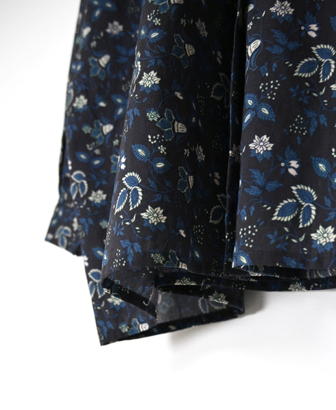 NSL26591 60s COTTON CAMBRIC FLOWER PRINT FRILL COLLAR SHIRT