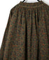 NSL26592 60s COTTON CAMBRIC FLOWER PRINT FRILL&STRING COLLAR GATHERED SHIRT