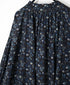 NSL26592 60s COTTON CAMBRIC FLOWER PRINT FRILL&STRING COLLAR GATHERED SHIRT