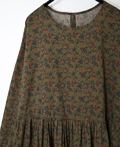 NSL26593 60s COTTON CAMBRIC FLOWER PRINT CREW NECK PULLOVER DRESS