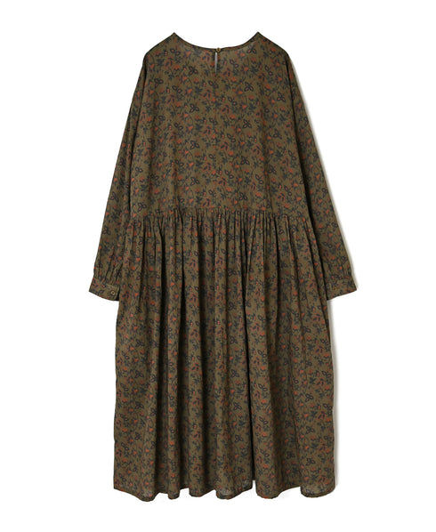 NSL26593 60s COTTON CAMBRIC FLOWER PRINT CREW NECK PULLOVER DRESS