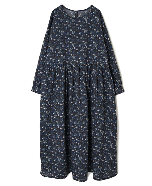 NSL26593 60s COTTON CAMBRIC FLOWER PRINT CREW NECK PULLOVER DRESS