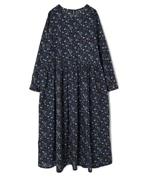 NSL26593 60s COTTON CAMBRIC FLOWER PRINT CREW NECK PULLOVER DRESS
